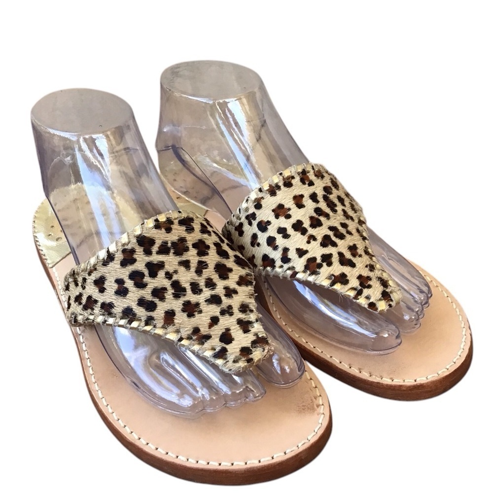 Palm Beach Leopard Print Calf Hair Leather Women's Sandals
